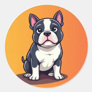 Adesivo Redondo Ilustração de Cachorro de Desenho Animado Fofo