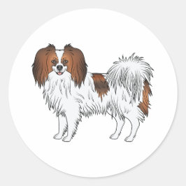 Adesivo Redondo Ilustração de cachorro fofo em desenho animado Red
