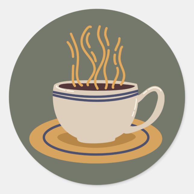 Adesivo Redondo Ilustração de Café (Frente)
