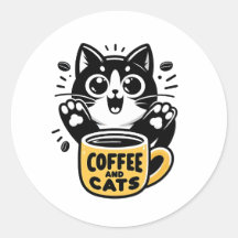 Ilustração de Café com Gato Preto