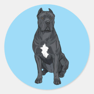 Adesivo Redondo Ilustração de Cane Corso Cinza em Arte Pop Comic