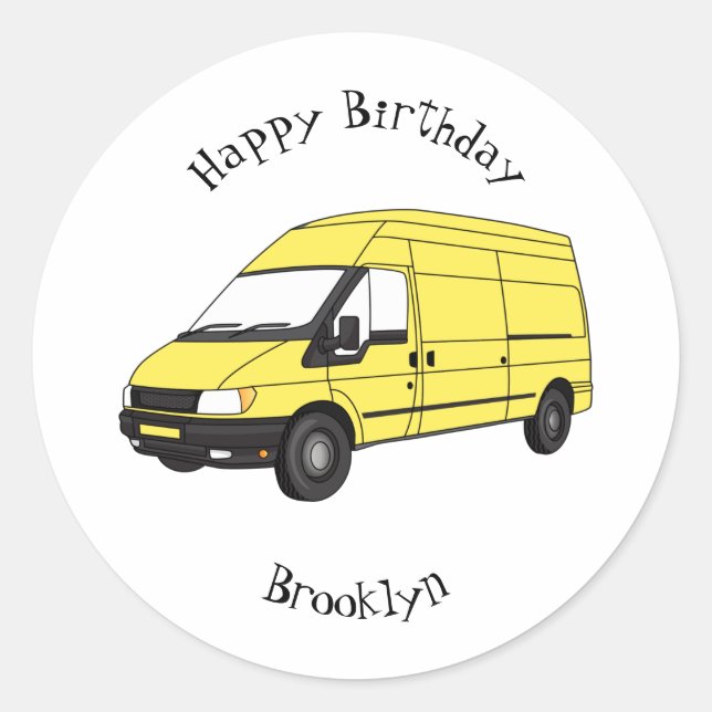 Adesivo Redondo Ilustração de carrinha de entrega (Frente)