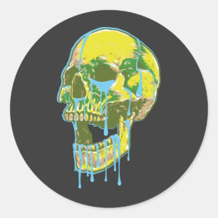 Adesivo Redondo Ilustração de Caveira com Neon Pingando – Arte Gru