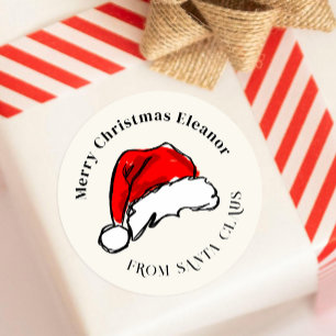 Adesivo Redondo Ilustração de chapéu de Natal do Papai Noel