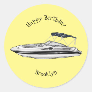 Adesivo Redondo Ilustração de desenho animado a motor