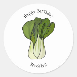 Adesivo Redondo Ilustração de desenho animado Bok choy