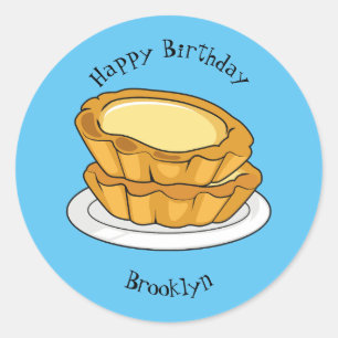 Adesivo Redondo Ilustração de desenho animado com tarte de ovo