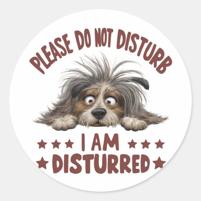 Adesivo Redondo Ilustração de desenho animado com um cão descascad (Frente)