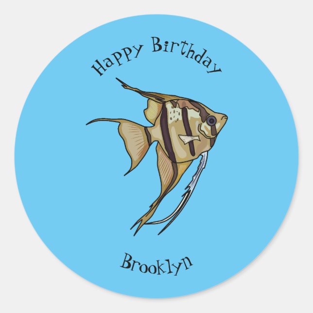 Adesivo Redondo Ilustração de desenho animado de Angelfish (Frente)