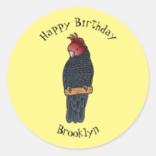 Adesivo Redondo Ilustração de desenho animado de aves da gangue