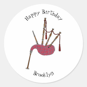 Adesivo Redondo Ilustração de desenho animado de Bagpipe