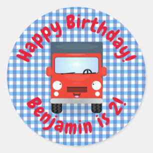 Adesivo Redondo Ilustração de desenho animado de caminhão verme