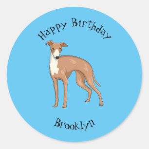 Adesivo Redondo Ilustração de desenho animado de cão Greyhound