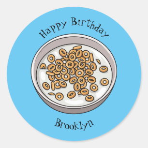 Adesivo Redondo Ilustração de desenho animado de cereais