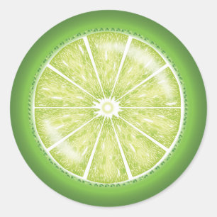 Adesivo Redondo Ilustração de desenho animado de fatia de fruta cí