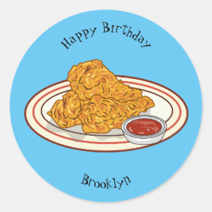 Adesivo Redondo Ilustração de desenho animado de frango desidratad