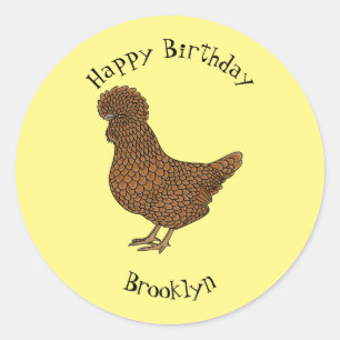 Adesivo Redondo Ilustração de desenho animado de frango polado Cha
