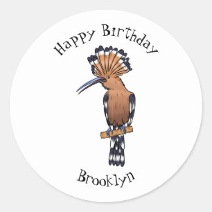 Adesivo Redondo Ilustração de desenho animado de pássaros-hópoe-as