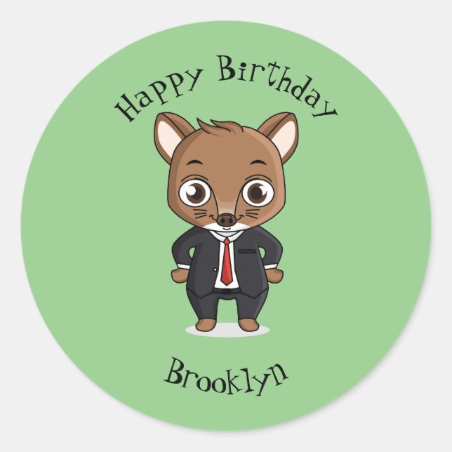 Adesivo Redondo Ilustração de desenho animado de rato bonito (Frente)