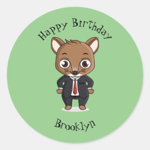 Adesivo Redondo Ilustração de desenho animado de rato bonito