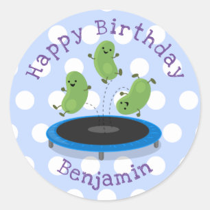 Adesivo Redondo Ilustração de desenho animado de salto de feijões