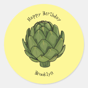 Adesivo Redondo Ilustração de desenho animado do Artichoke