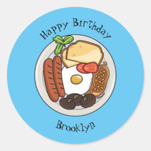 Adesivo Redondo Ilustração de desenho animado do café da manhã em