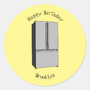 Adesivo Redondo Ilustração de desenho animado do frigorífico franc