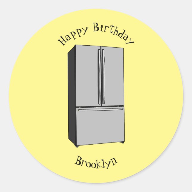 Adesivo Redondo Ilustração de desenho animado do frigorífico franc (Frente)