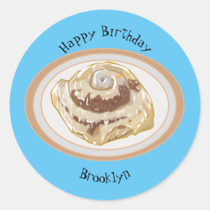 Adesivo Redondo Ilustração de desenho animado em rolo de canela