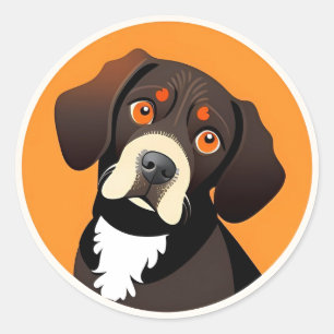 Adesivo Redondo Ilustração de desenho animado fofo de um cachorrin