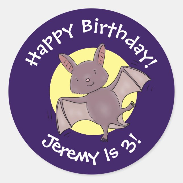 Adesivo Redondo Ilustração de desenho animado voador de filhotes (Frente)