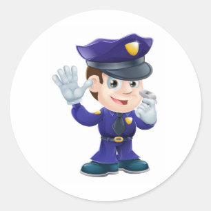 Adesivo Redondo Ilustração de desenho de personagem policial