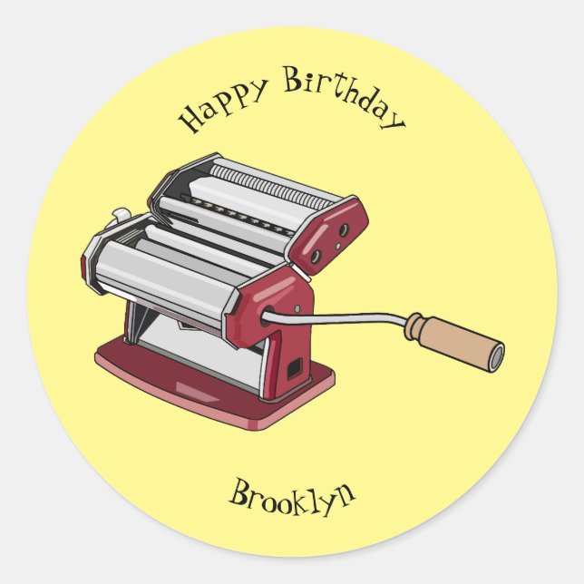 Adesivo Redondo Ilustração de desenho do fabricante de massas (Frente)