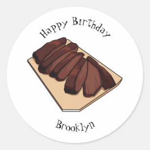 Adesivo Redondo Ilustração de desenho do peito de carne