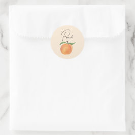 Adesivo Redondo Ilustração de Fruta Pêssego Pintada Fofa