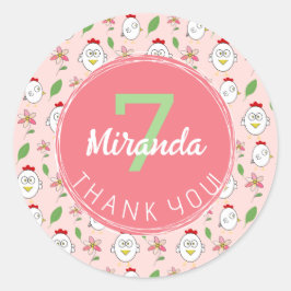 Adesivo Redondo Ilustração de Galinha de Cartoon Bonito