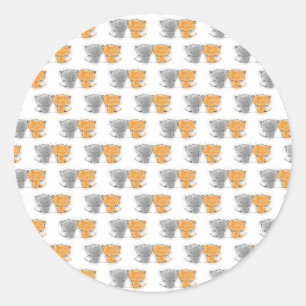 Adesivo Redondo Ilustração de Gatinhos Fluffy Adoráveis