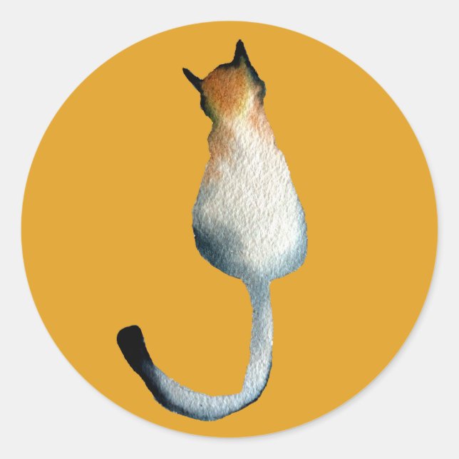 Adesivo Redondo Ilustração de gato preto e marrom da Tabby (Frente)