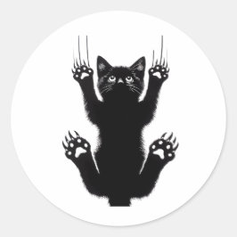 Adesivo Redondo Ilustração de Gato Preto Elegante