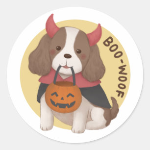 Adesivo Redondo Ilustração de Halloween: Boo-Woof