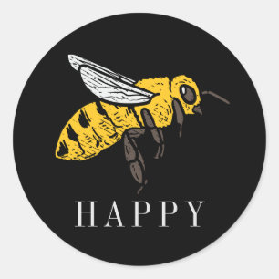 Adesivo Redondo Ilustração de Insetos Personalizados da Bee Happy