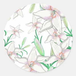 Adesivo Redondo Ilustração de Lily Branca