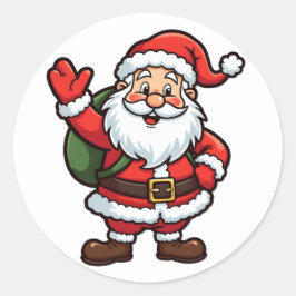 Adesivo Redondo Ilustração de Natal Divertida do Papai Noel