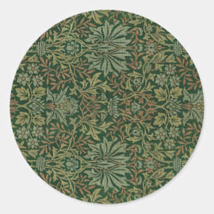 Adesivo Redondo Ilustração de Ornamento de Vintagem de Jardim Fl