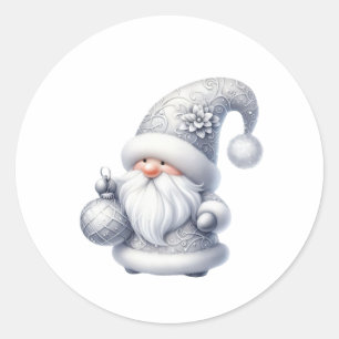 Adesivo Redondo Ilustração de Papai Noel em Aquarela Azul