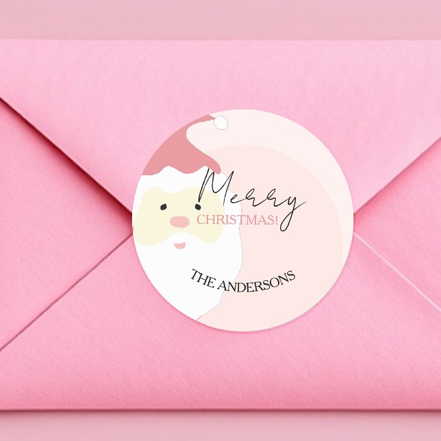 Adesivo Redondo Ilustração de Papais noeis Cute Rosa (Criador carregado)