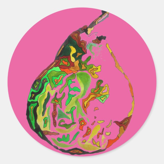 Adesivo Redondo Ilustração de pop de de fruta de pintura de pera (Frente)