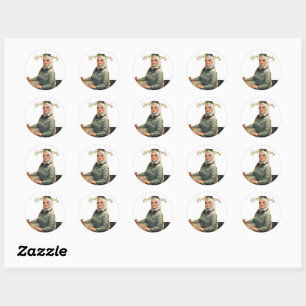 Adesivo Redondo Ilustração de retrato personalizado