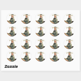 Adesivo Redondo Ilustração de retrato personalizado